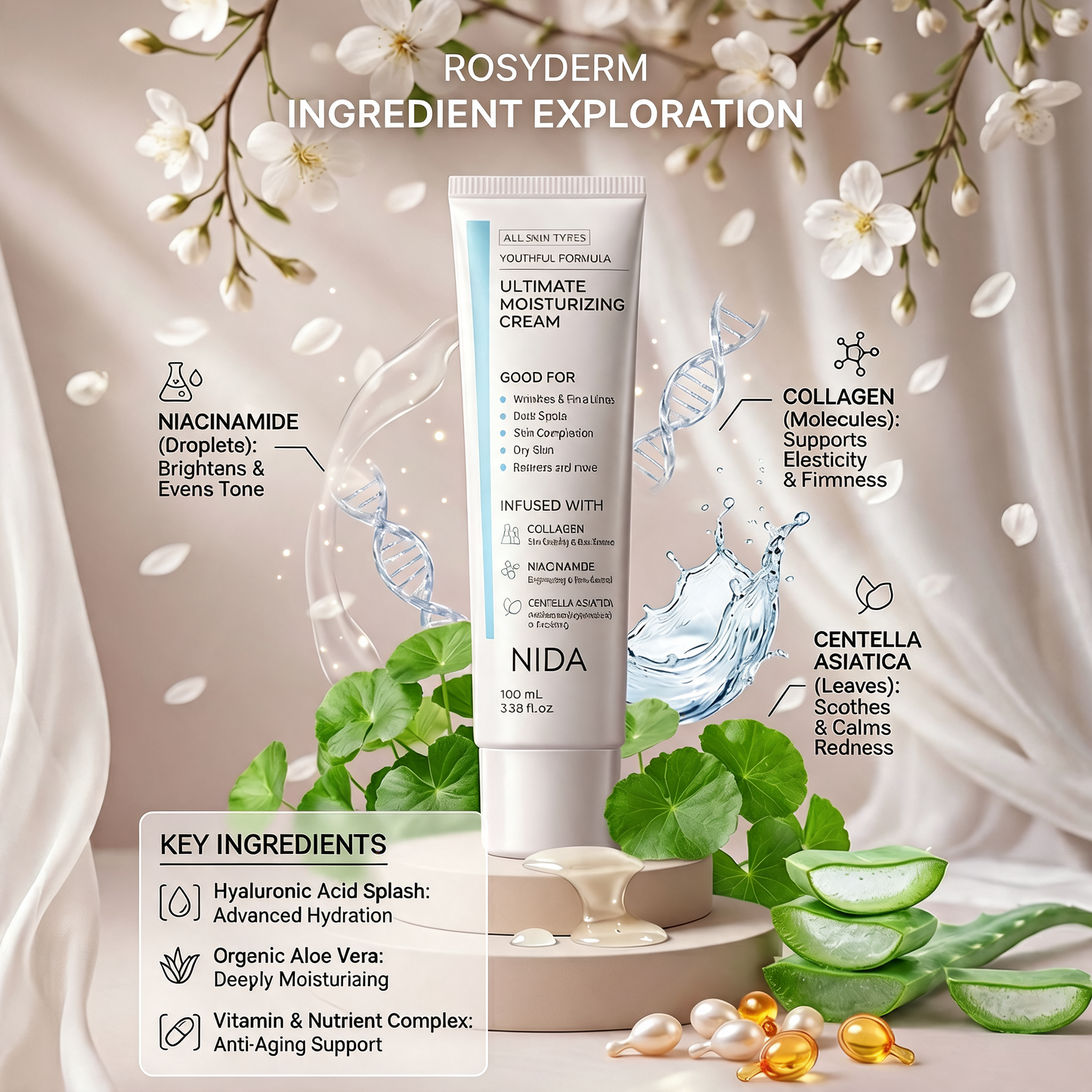 RosyDerm™ Multi-Action Rejuvenating Cream – Deep Hydration & Skin Repair