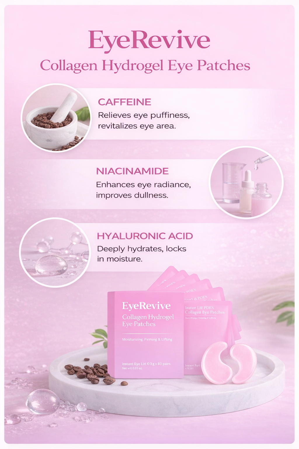 EyeRevive™ Collagen Hydrogel Eye Patches – Reduce Dark Circles & Puffiness